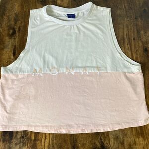 MONAT gear Pink & White gym muscle tank top shirt Sz M workout